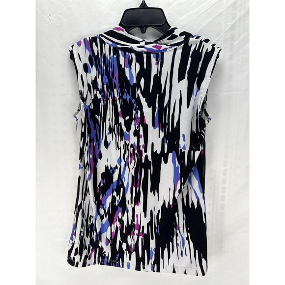 Dana Buchman Sleeveless Cowl Neck Blouse S Multicolor Abstract Stretch Top - Picture 4 of 6
